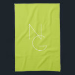 Modern 2 Overlapping Initials | Lime Green Tea Towel<br><div class="desc">Modern overlapping initials.</div>