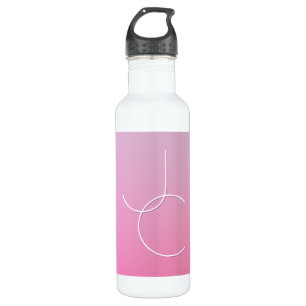 Modern 2 Overlapping Initials Pink Ombre 710 Ml Water Bottle