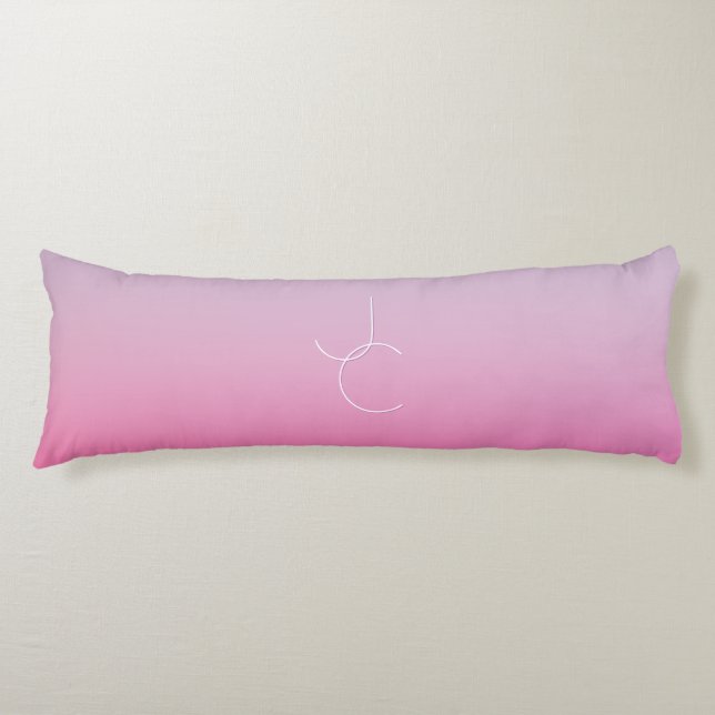 Modern 2 Overlapping Initials | Pink Ombre Body Cushion (Front)