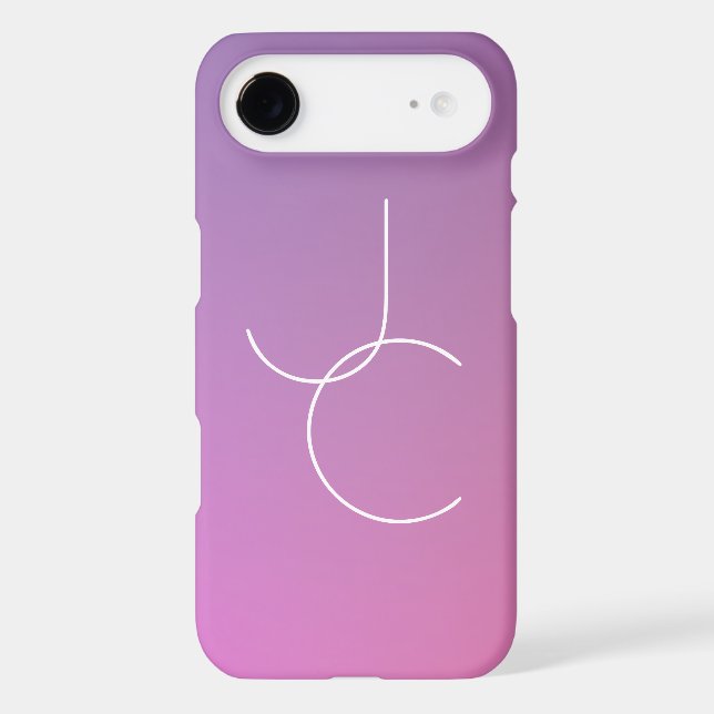 Modern 2 Overlapping Initials | Pink Ombre Case-Mate iPhone Case (Back)