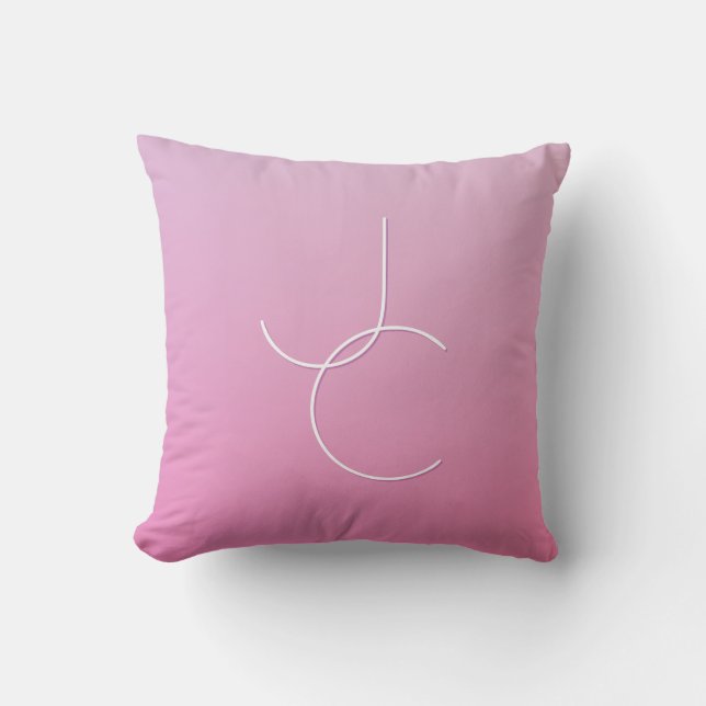 Modern 2 Overlapping Initials | Pink Ombre Cushion (Front)