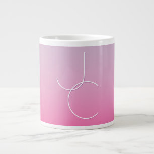 Modern 2 Overlapping Initials   Pink Ombre Large Coffee Mug