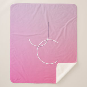 Modern 2 Overlapping Initials   Pink Ombre Sherpa Blanket