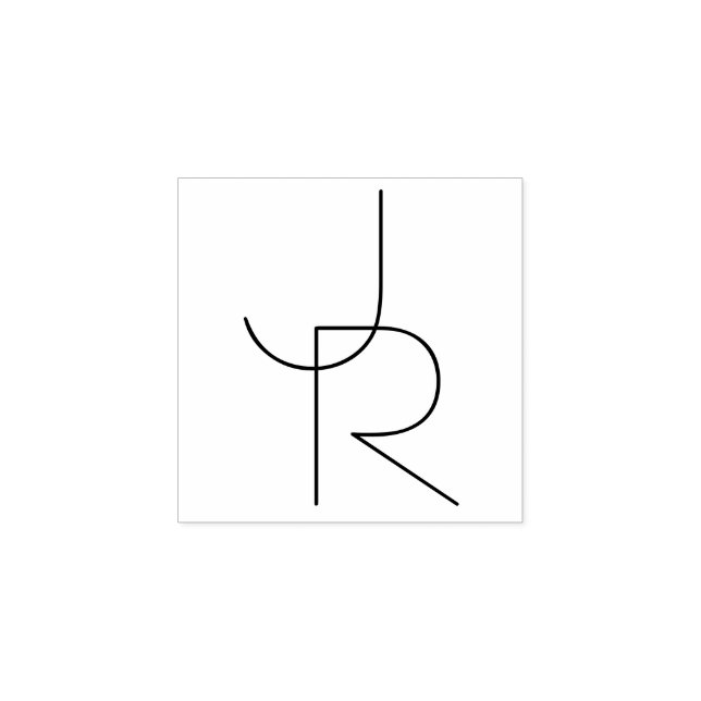 Modern 2 Overlapping Initials Rubber Stamp (Imprint)