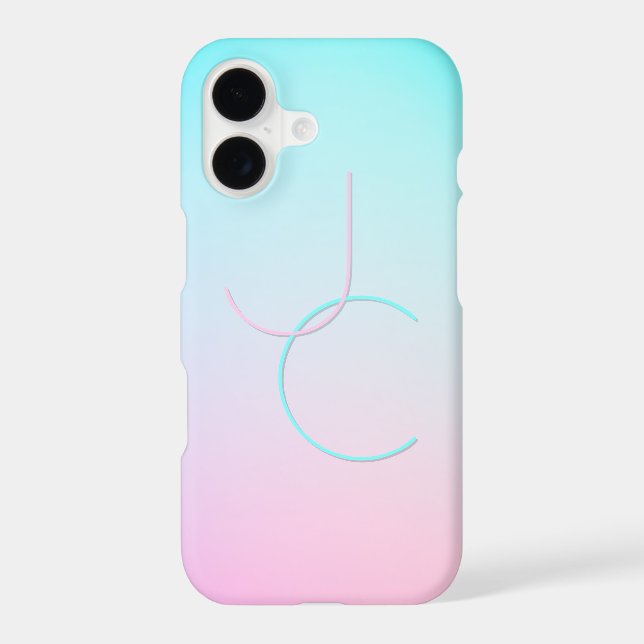 Modern 2 Overlapping Initials | Turquoise Pink (Back)