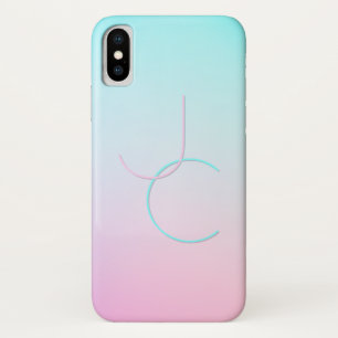 Modern 2 Overlapping Initials Turquoise Pink Case-Mate iPhone Case