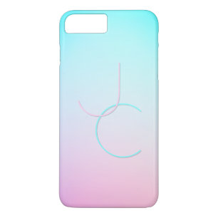 Modern 2 Overlapping Initials   Turquoise Pink Case-Mate iPhone Case
