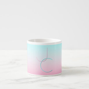 Modern 2 Overlapping Initials   Turquoise Pink Espresso Cup