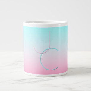 Modern 2 Overlapping Initials   Turquoise Pink Large Coffee Mug