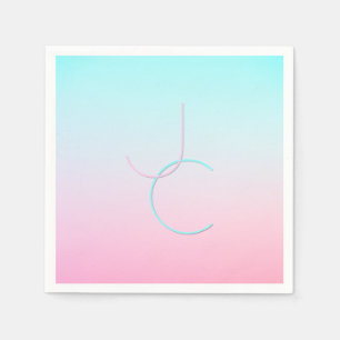 Modern 2 Overlapping Initials Turquoise Pink Napkin