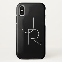 Modern 2 Overlapping Initials | White on Black
