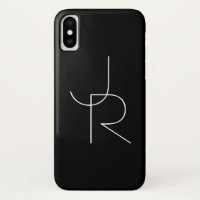 Modern 2 Overlapping Initials | White on Black