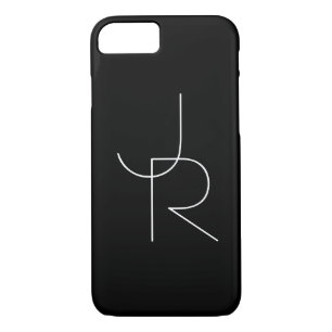 Modern 2 Overlapping Initials   White on Black Case-Mate iPhone Case