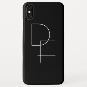 Modern 2 Overlapping Initials   White on Black Case-Mate iPhone Case