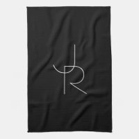 Modern 2 Overlapping Initials | White on Black