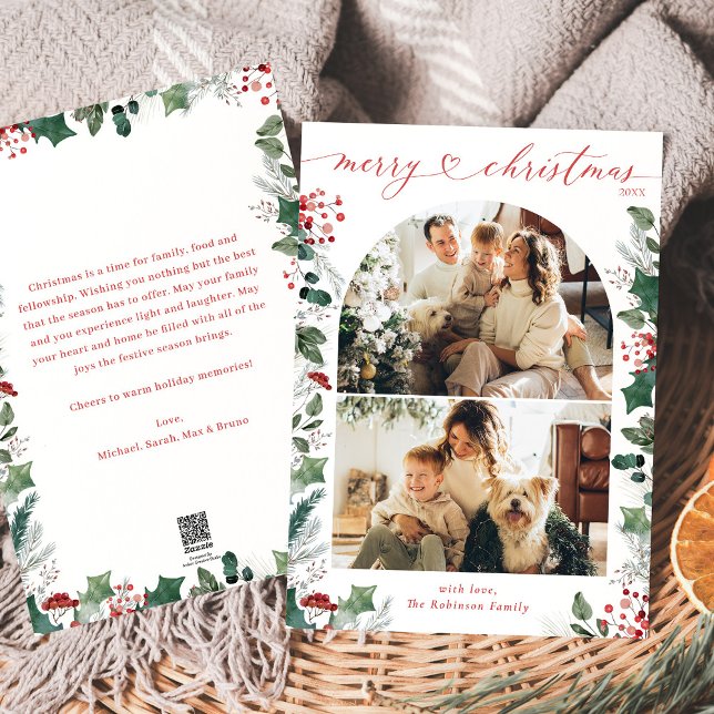 Modern 2 Photo Arch Merry Christmas Card (Creator Uploaded)