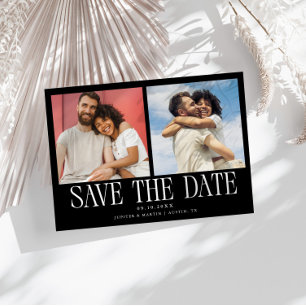 Modern 2-Photo Black Wedding Save The Date