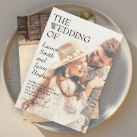 Modern 2 Photo Black & White Boho Wedding