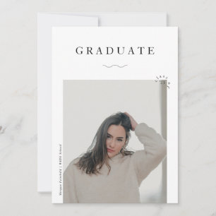Modern 2 Photo Black & White Graduation Announcement