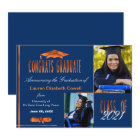 Modern 2 Photo Blue & Orange Graduate Announcement