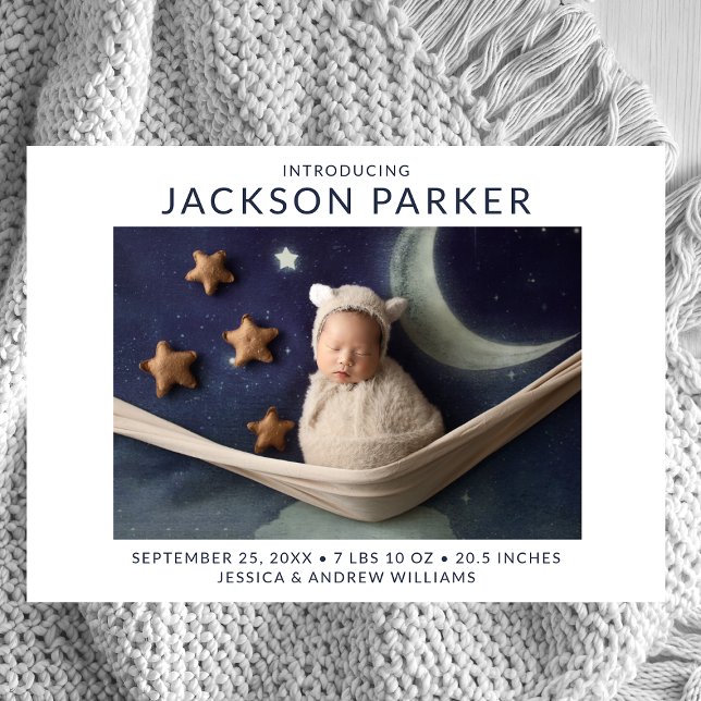 Modern 2 Photo Boy Birth Announcement (Creator Uploaded)