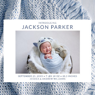 Modern 2 Photo Boy Birth Announcement