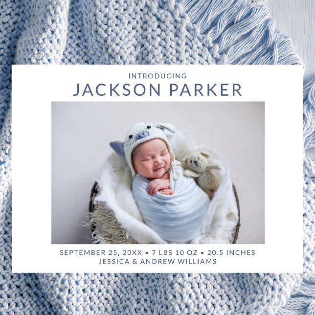 Modern 2 Photo Boy Birth Announcement (Creator Uploaded)