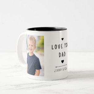 Modern 2 Photo Collage Love You Dad Two-Tone Coffee Mug