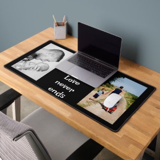 Modern 2 Photo Collage Personalised Monogram Desk  Desk Mat