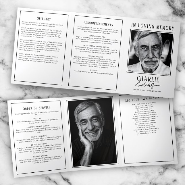 Modern 2-Photo Funeral/Memorial Tri-Fold Programme (Creator Uploaded)