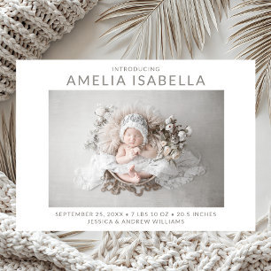 Modern 2 Photo Girl Birth Announcement