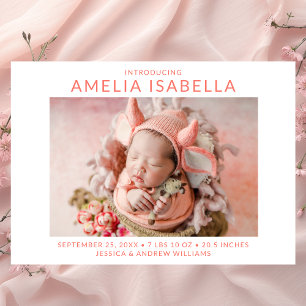 Modern 2 Photo Girl Birth Announcement
