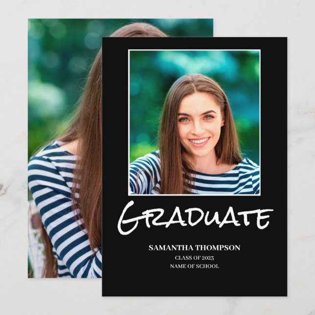 Modern 2 Photo Graduation  Announcement (Front/Back)