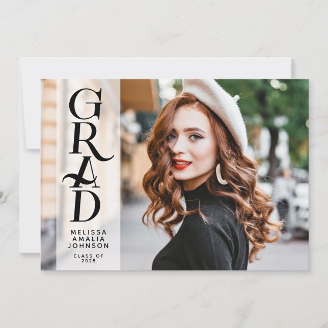 Modern 2 photo Graduation announcement invitation (Front)