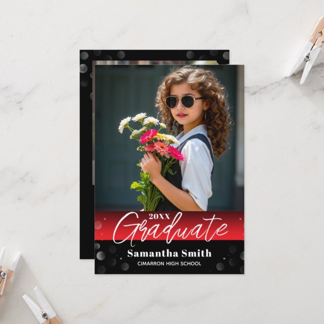 Modern 2 Photo Graduation Senior Photo Grad Invite (Front/Back In Situ)