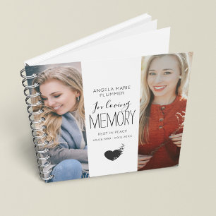 Modern 2 Photo In Loving Memory Guest Notebook