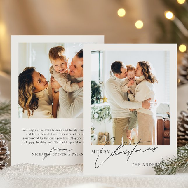 Modern 2-Photo Merry Christmas Holiday Card (Creator Uploaded)