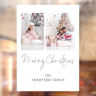 Modern 2 Photo Name Script Merry Christmas