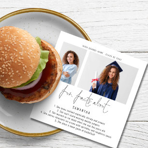 Modern 2 Photo Script Fun Facts Graduation Party Napkin