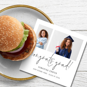 Modern 2 Photo Script Graduation Party  Napkin