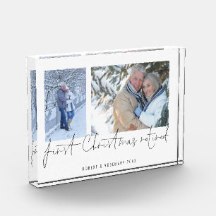 Modern 2 Photo Script Name First Christmas Retired