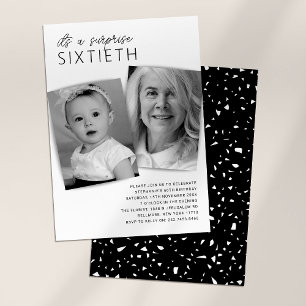 Modern 2 Photo Surprise 60th Birthday Party Invitation