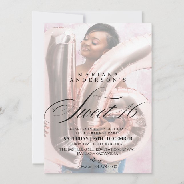 Modern 2 Photo Sweet 16 Birthday Party Invitation (Front)