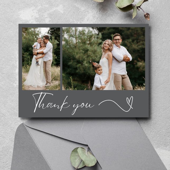 Modern 2 Photo Wedding Thank You Card (Modern 2 Photo Wedding Thank You Card)