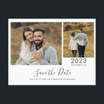 Modern 2 Photos Collage Save the Date Announcement Postcard<br><div class="desc">Add your favourite photos to create a unique one-of-a-kind Save the Date announcement that your guests would love to save a keepsake</div>