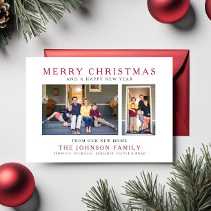 Modern 2 Photos Holiday Moving Announcement Postcard