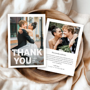 Modern 2 Photos Wedding Thank You Card