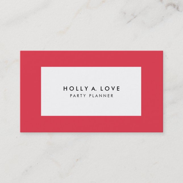 Modern #2 | Red & White Border | Customisable Business Card (Front)
