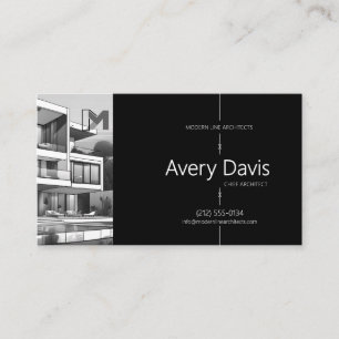 Modern 2-Sided Architect Black & Blueprint Business Card