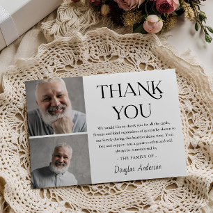 Modern 2 x Photo Funeral Sympathy Thank You Card